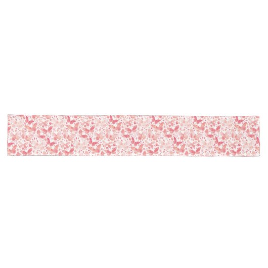 Chemin De Table Long Papillons Aquarelle Corail rose (Horizontal)