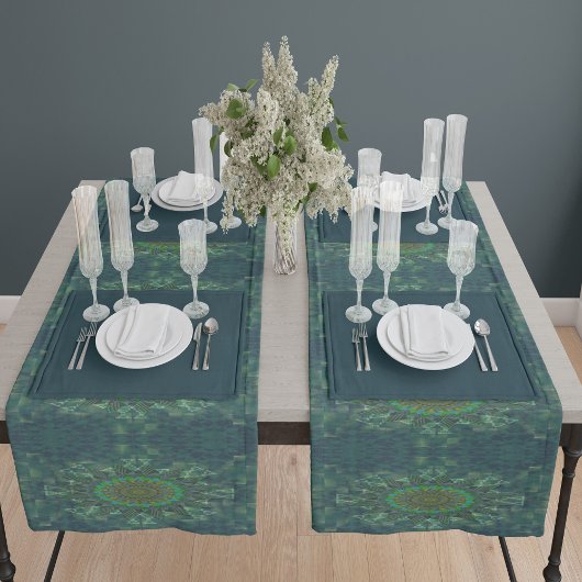 Chemin De Table Long Parameterisation du puzzle à carré floral feuillu