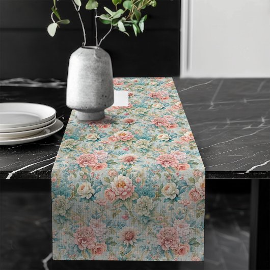 Chemin De Table Long Pastel Floral Table Runner à Rococo Mode
