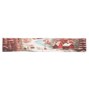 Chemin De Table Long Paysage d'hiver scandinave en 3D