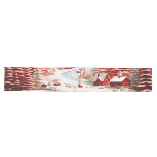 Chemin De Table Long Paysage d'hiver scandinave en 3D (Horizontal)