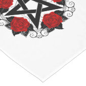 Chemin De Table Long Pentagramme aux roses rouges (Coin)