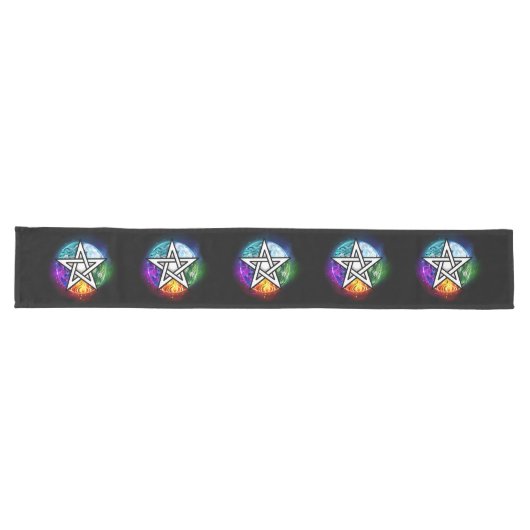 Chemin De Table Long pentagramme wiccan (Horizontal)