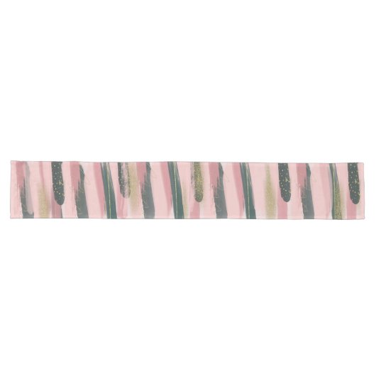 Chemin De Table Long Pink and Green Brushstroke Christmas Table Runner (Horizontal)