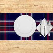 Chemin De Table Long Plaid classique en marine et en rouge