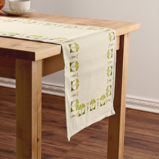 Chemin De Table Long Pochoir adoptif de frontière de Ginkgo de Hélène (In Situ)