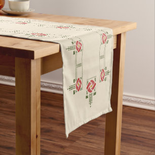Chemin De Table Long Pochoir rose adoptif de frise de Hélène