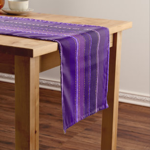 Chemin De Table Long Points et bandes d'or rose pourpre