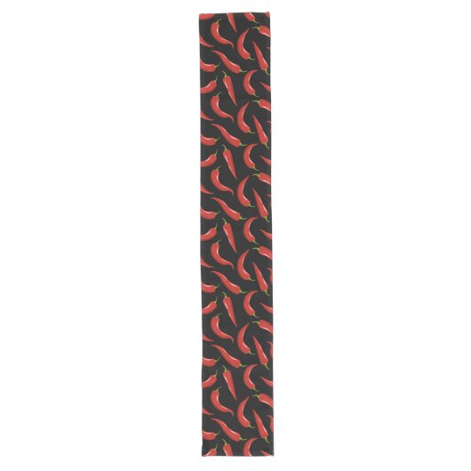 Chemin De Table Long Poivrons rouges sur Black Table Runner (Devant)