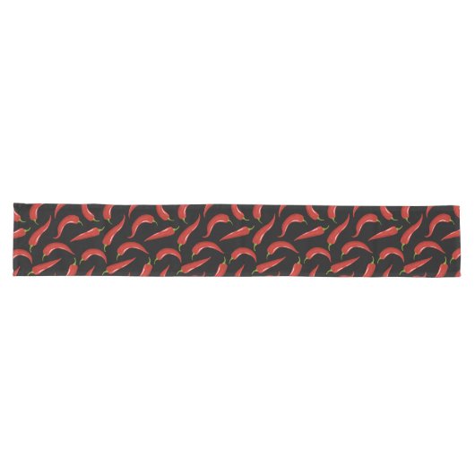 Chemin De Table Long Poivrons rouges sur Black Table Runner (Horizontal)