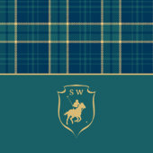 Chemin De Table Long Polo Classique à Tartan Vrai Monogrammé Équestre