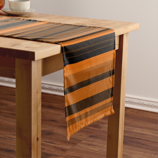 Chemin De Table Long Rayures Marron Noir Orange (In Situ)