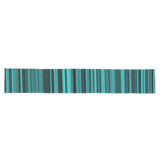 Chemin De Table Long Rayures noires et sarcelle (Horizontal)