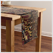 Chemin De Table Long Red Black & Gold Aztec Inspired Design