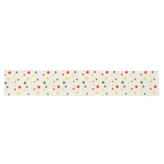Chemin De Table Long Red Green Star Motif Whimsical moderne Noël (Horizontal)