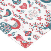 Chemin De Table Long Red Navy Noël Scandinave Folk Art Woodland (Coin)