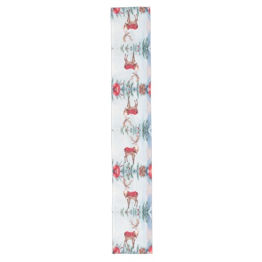 Chemin De Table Long Reindeer Christmas Holiday Table Runner (Devant)