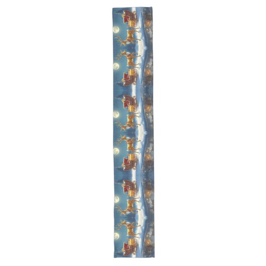Chemin De Table Long Reindeer Christmas Sleigh Table Runner (Devant)