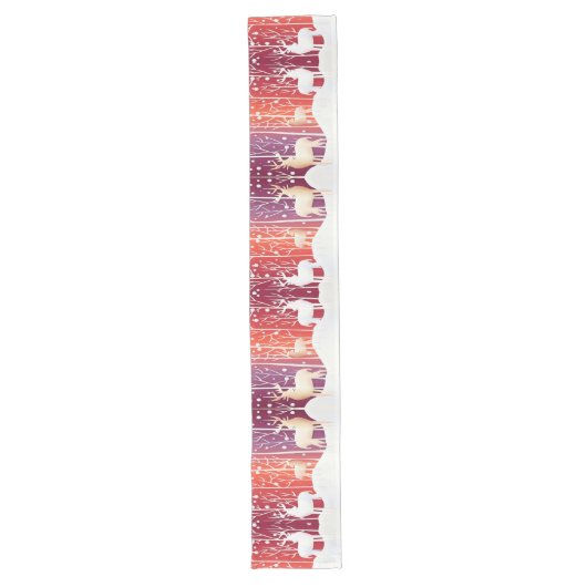 Chemin De Table Long Reindeer Snowy Holiday Table Runner (Devant)