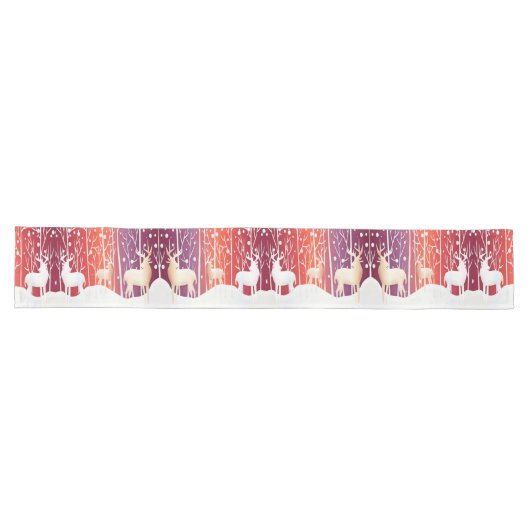 Chemin De Table Long Reindeer Snowy Holiday Table Runner (Horizontal)