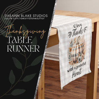 Chemin De Table Long Rendez grâce avec un cœur reconnaissant Thanksgivi