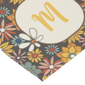 Chemin De Table Long Retro Floral Brown Gold Turquoise Personnalisé (Coin)