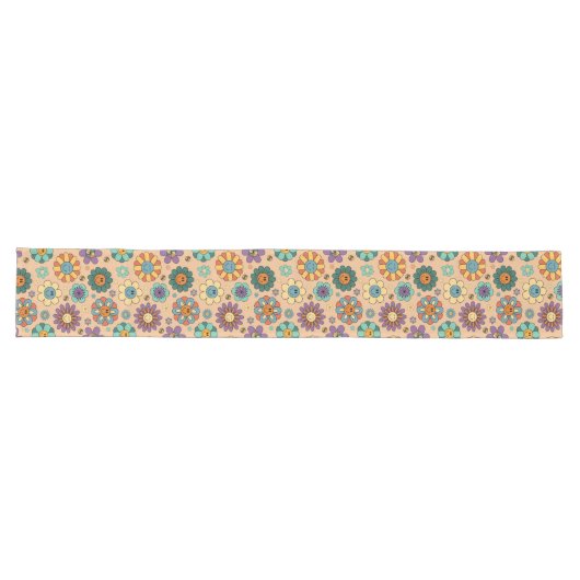 Chemin De Table Long Retro Floral Runner 60s Pastel Dining Accent (Horizontal)