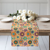 Chemin De Table Long Retro Floral Runner 60s Pastel Dining Accent