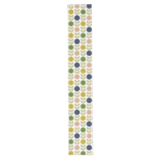 Chemin De Table Long Retro Groovy Summer Flowers Stems (Devant)