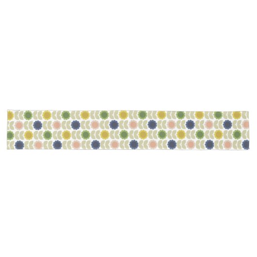 Chemin De Table Long Retro Groovy Summer Flowers Stems (Horizontal)