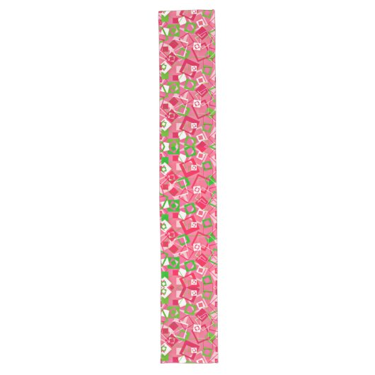 Chemin De Table Long Retro Squares Pattern (Devant)