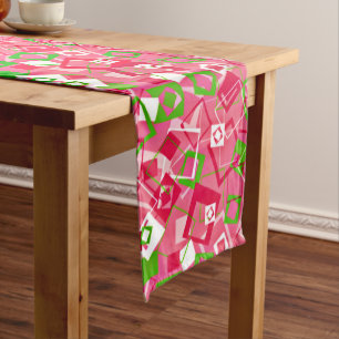 Chemin De Table Long Retro Squares Pattern