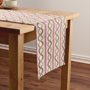 Chemin De Table Long Rétro Waves brun et rose passementerie