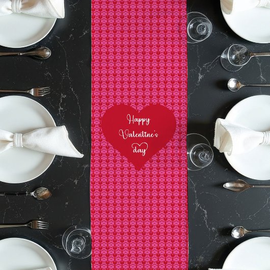 Chemin De Table Long Romantic Pink Red Hearts Happy Valentine’s Day 