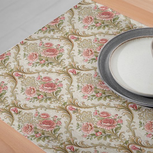 Chemin De Table Long Romantique Whimsy Floral Damask Table Runner Delne