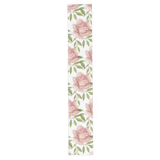 Chemin De Table Long Roses d'aquarelle rose doux (Devant)