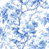 Chemin De Table Long Royal Blue French Toile Roses Floral Table Runner