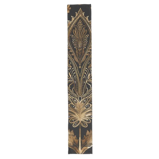 Chemin De Table Long Royal Indian Luxury Black & Gold (Devant)