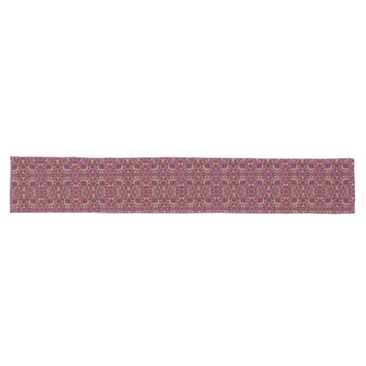 Chemin De Table Long Ruby Gold Gemstone Motif Élégant Chic (Horizontal)