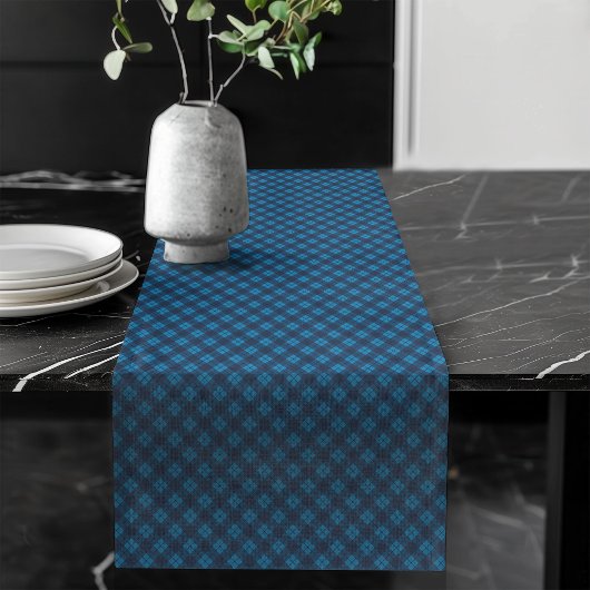 Chemin De Table Long Runner de table de chèques bleus élégant pour les