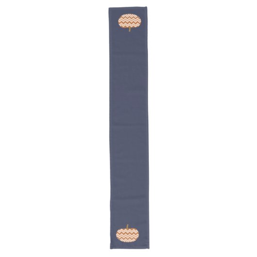 Chemin De Table Long Rustic Fall Chevrons Citrouilles & Navy Blue (Devant)