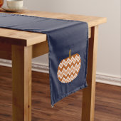 Chemin De Table Long Rustic Fall Chevrons Citrouilles & Navy Blue (In Situ)