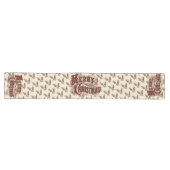 Chemin De Table Long Rustic "Merry Christmas" with Holly Table Runner (Horizontal)