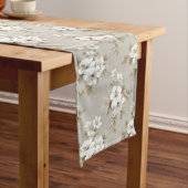 Chemin De Table Long Rustic White Floral Tropical Table Runner (In Situ)