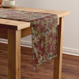 Chemin De Table Long Rustique antique Oriental Perse Motif rouge