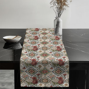 Chemin De Table Long Shabby Chic Table Runner Classic Rose Carreaux Mot
