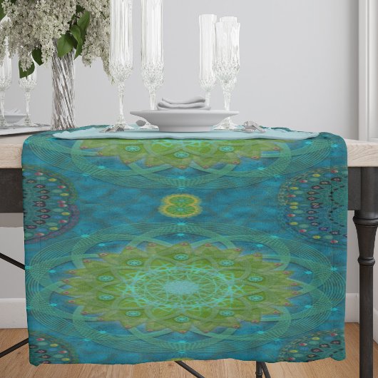 Chemin De Table Long Shambala Tantric Nymphaea mandala art