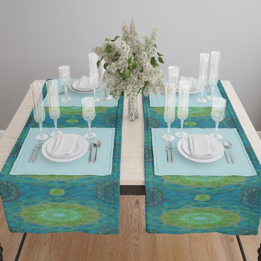 Chemin De Table Long Shambala Tantric Nymphaea mandala art