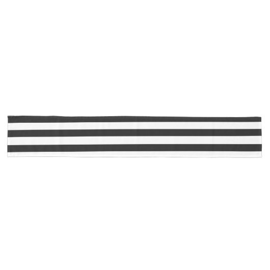 Chemin De Table Long Simples rayures noir et blanc | (Horizontal)