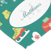 Chemin De Table Long Snowflakes Turquoise Monogramme Motif Noël (Coin)
